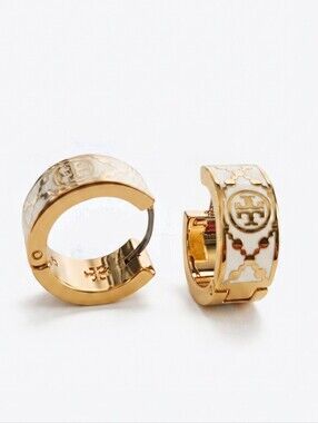 Tory Burch Small Icon T Monogram Hoop Earrings